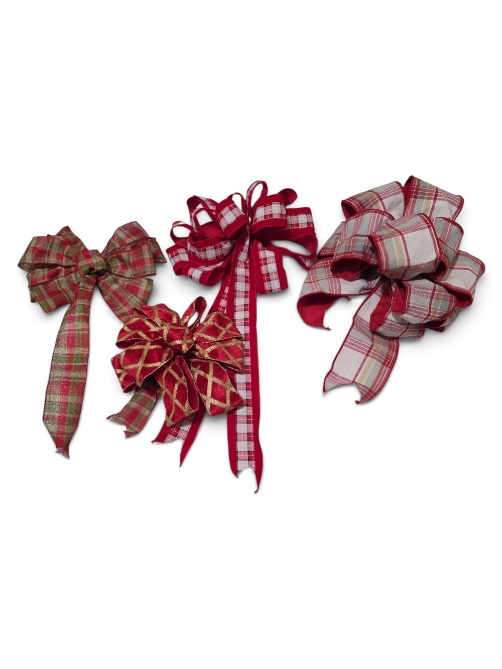 Festive Red Plaid Decorative Bows - Home Accents